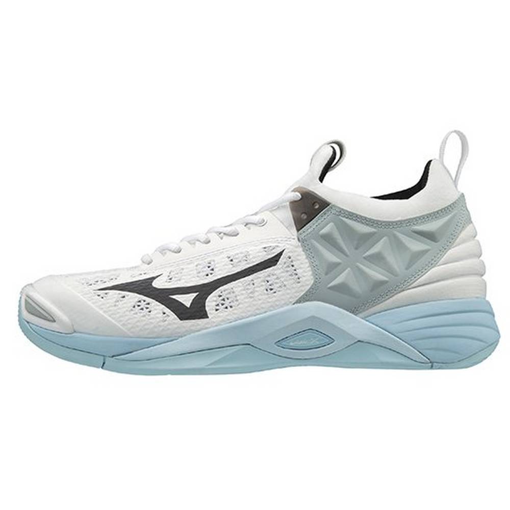 Mizuno Womens Volleyball Shoes Cheap Price White Blue Wave Momentum