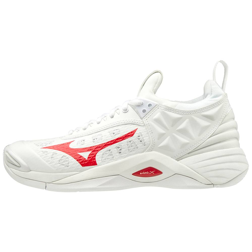 Mizuno Womens Volleyball Shoes Clearance Outlet White Red Wave Momentum